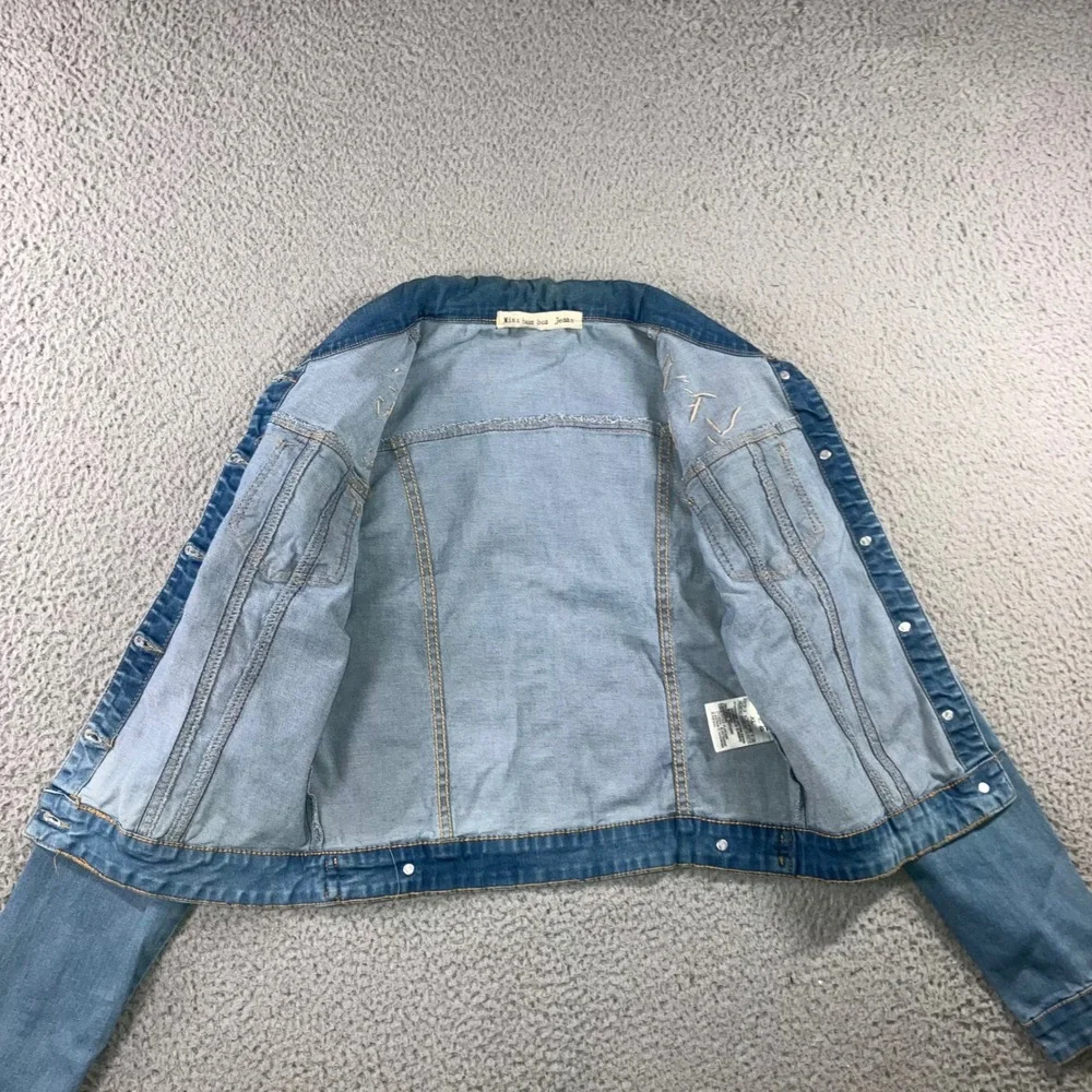 Embellished Beaded Denim Jacket Womens XL Blue Y2K indie Boho Chic Statement